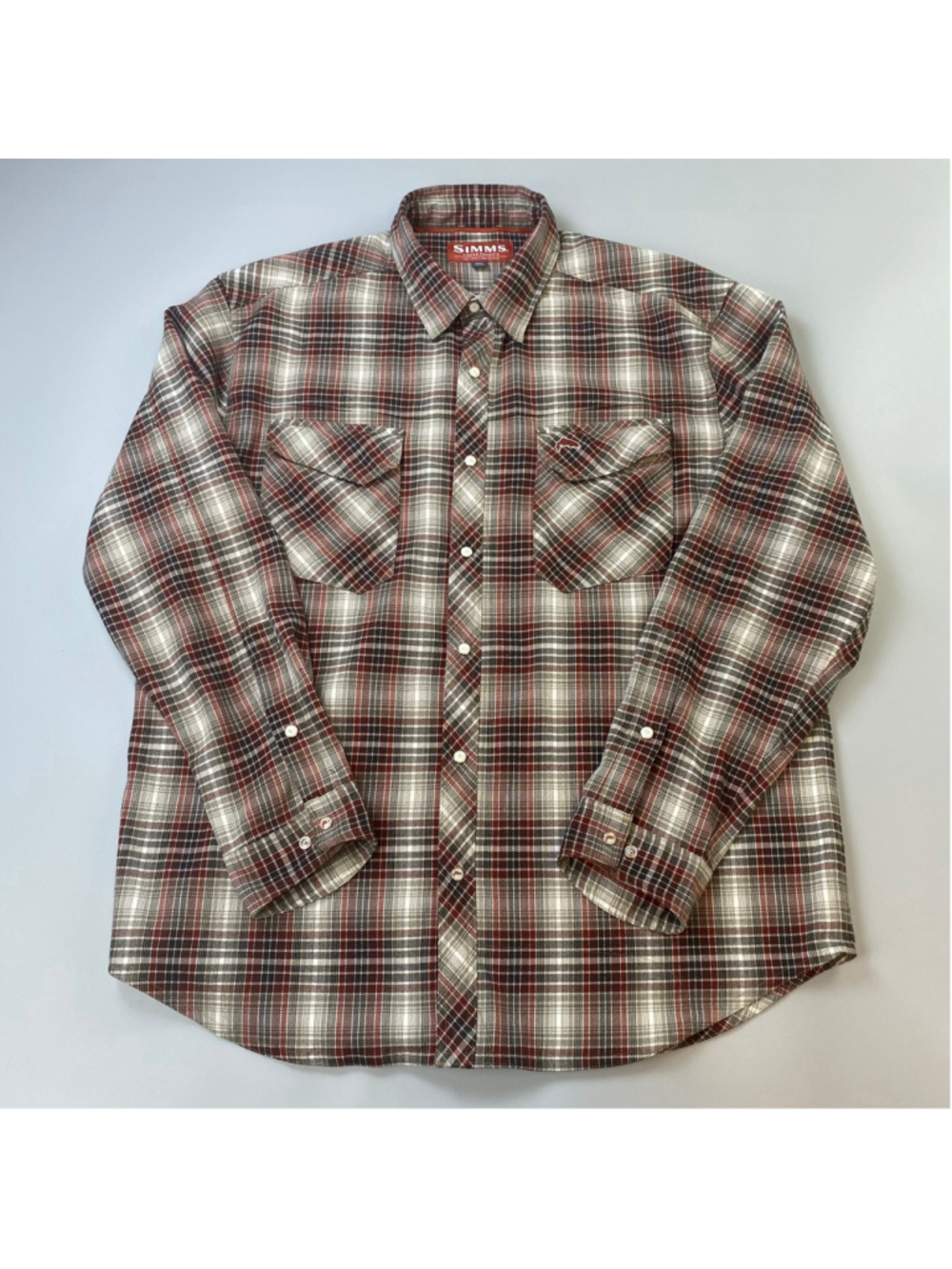 SIMMS Shirt Men XL Plaid Flannel Pearl Snap Fishing Outdoor Utility Western MINT
